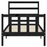 Cadre de lit sans matelas noir 90x200 cm bois de pin massif 
