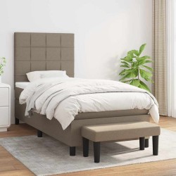 Sommier à lattes de lit avec matelas Taupe 90x190 cm Tissu 