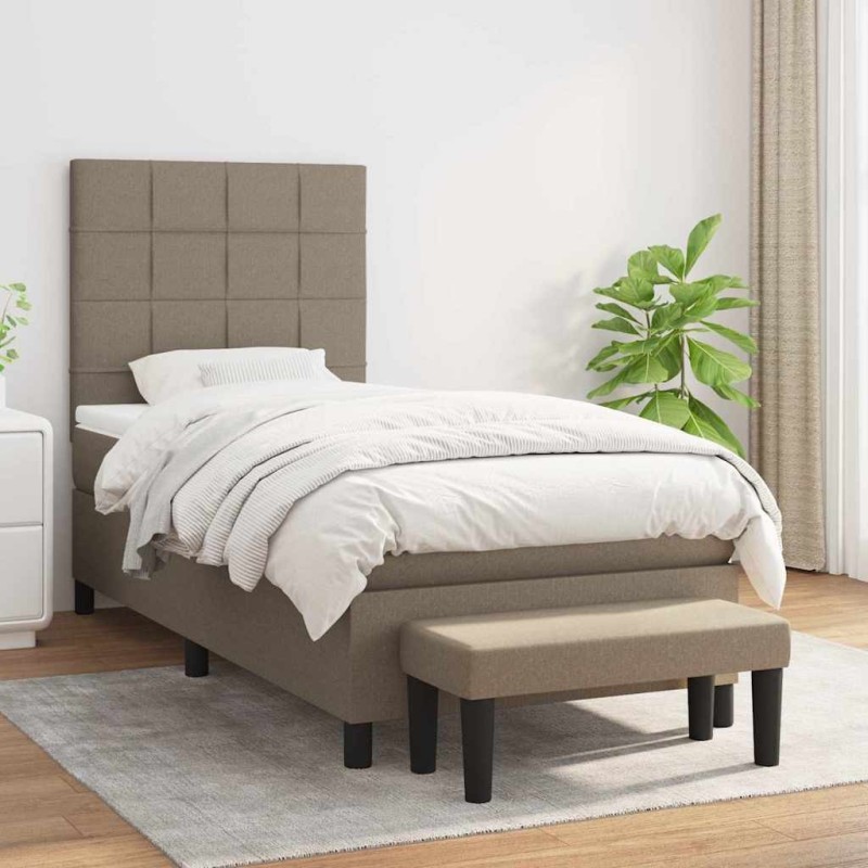 Sommier à lattes de lit avec matelas Taupe 90x190 cm Tissu 