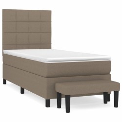 Sommier à lattes de lit avec matelas Taupe 90x190 cm Tissu 