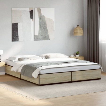 Cadre de lit sans matelas chêne sonoma 200x200 cm 