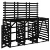 Abri pour poubelle triple sur roulettes noir bois massif de pin 