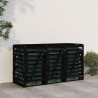 Abri pour poubelle triple sur roulettes noir bois massif de pin 