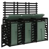 Abri pour poubelle triple sur roulettes noir bois massif de pin 