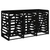 Abri pour poubelle triple sur roulettes noir bois massif de pin 