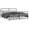 Cadre de lit métal sans matelas avec pied de lit noir 200x200cm 