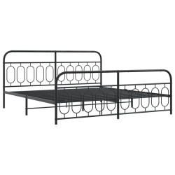 Cadre de lit métal sans matelas avec pied de lit noir 200x200cm 