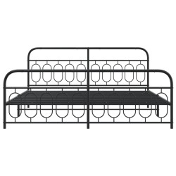 Cadre de lit métal sans matelas avec pied de lit noir 200x200cm 