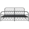 Cadre de lit métal sans matelas avec pied de lit noir 200x200cm 