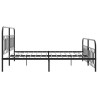 Cadre de lit métal sans matelas avec pied de lit noir 200x200cm 