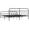 Cadre de lit métal sans matelas avec pied de lit noir 200x200cm 