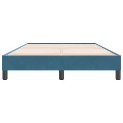 Cadre de lit sans matelas bleu foncé 120x220 cm velours 