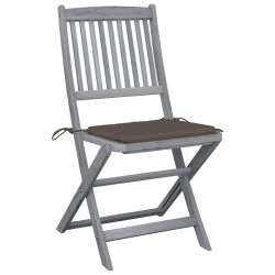 Chaises pliables d'extérieur lot de 2 et coussins Bois d'acacia 