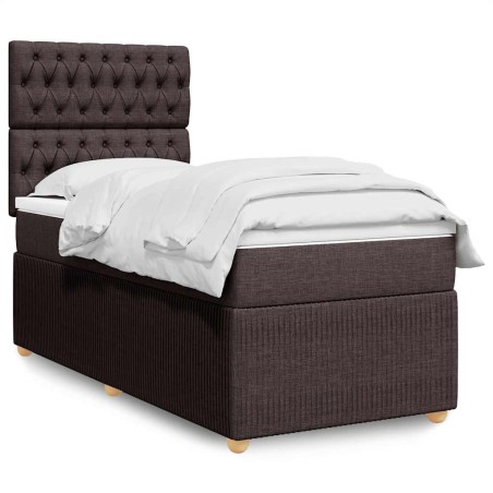 Sommier à lattes de lit avec matelas Marron foncé 100x200 cm 