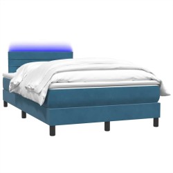 Sommier à lattes de lit et matelas bleu foncé 120x220cm velours 