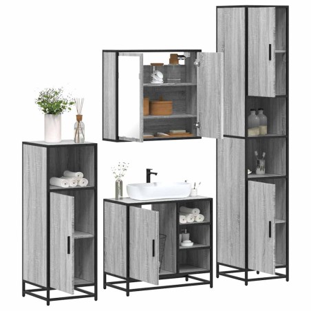 Ensemble de meubles de salle de bain 4 pcs sonoma gris 