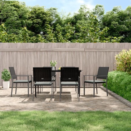 Ensemble à manger de jardin 7 pcs coussins résine tressée acier 