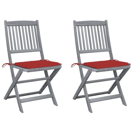Chaises pliables d'extérieur lot de 2 et coussins Bois d'acacia 