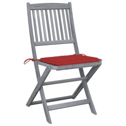 Chaises pliables d'extérieur lot de 2 et coussins Bois d'acacia 