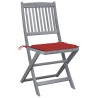 Chaises pliables d'extérieur lot de 2 et coussins Bois d'acacia 