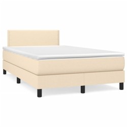 Sommier à lattes de lit matelas et LED crème 120x190 cm tissu 