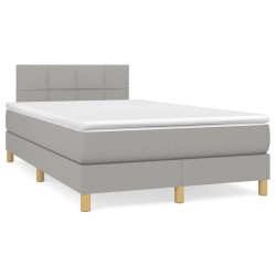 Sommier à lattes de lit matelas LED gris clair 120x190 cm tissu 