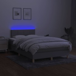 Sommier à lattes de lit matelas LED gris clair 120x190 cm tissu 