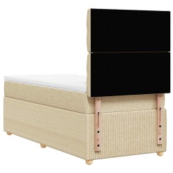 Sommier à lattes de lit et matelas Crème 90x190 cm Tissu 