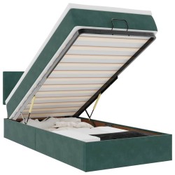 Cadre de lit ottoman avec matelas vert foncé 90x200 cm velours 
