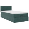 Cadre de lit ottoman avec matelas vert foncé 90x200 cm velours 