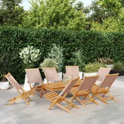 Chaises de jardin pliantes lot de 8 taupe tissu et bois massif 