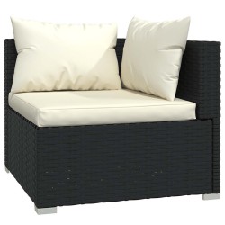 Salon de jardin 5 pcs avec coussins Résine tressée Noir 