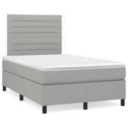 Sommier à lattes de lit et matelas gris clair 120x190 cm tissu 