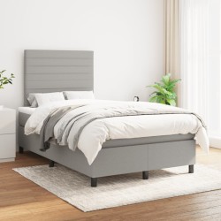 Sommier à lattes de lit et matelas gris clair 120x190 cm tissu 