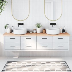 Comptoir de salle de bain 220x50x(2-6)cm bois massif non traité 