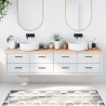 Comptoir de salle de bain 220x50x(2-6)cm bois massif non traité 