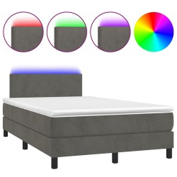 Sommier à lattes de lit avec matelas LED gris foncé 120x190 cm 
