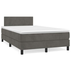 Sommier à lattes de lit avec matelas LED gris foncé 120x190 cm 