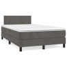 Sommier à lattes de lit avec matelas LED gris foncé 120x190 cm 