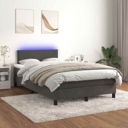 Sommier à lattes de lit avec matelas LED gris foncé 120x190 cm 