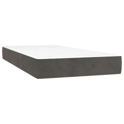 Sommier à lattes de lit avec matelas LED gris foncé 120x190 cm 