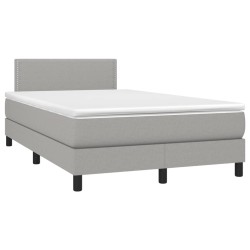 Sommier à lattes de lit matelas LED gris clair 120x190 cm tissu 