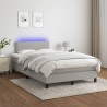 Sommier à lattes de lit matelas LED gris clair 120x190 cm tissu 