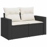Salon de jardin 6 pcs avec coussins noir résine tressée 