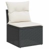 Salon de jardin 6 pcs avec coussins noir résine tressée 