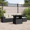 Salon de jardin 6 pcs avec coussins noir résine tressée 
