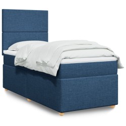 Sommier à lattes de lit avec matelas Bleu 90x200 cm Tissu 