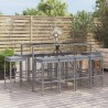 Ensemble de bar de jardin 11 pcs avec coussins gris poly rotin 