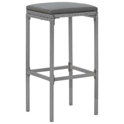 Ensemble de bar de jardin 11 pcs avec coussins gris poly rotin 