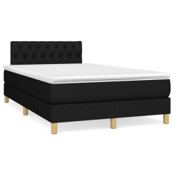 Sommier à lattes de lit avec matelas Noir 120x200 cm Tissu 